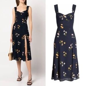 Reformation Navy Floral Midi Dress